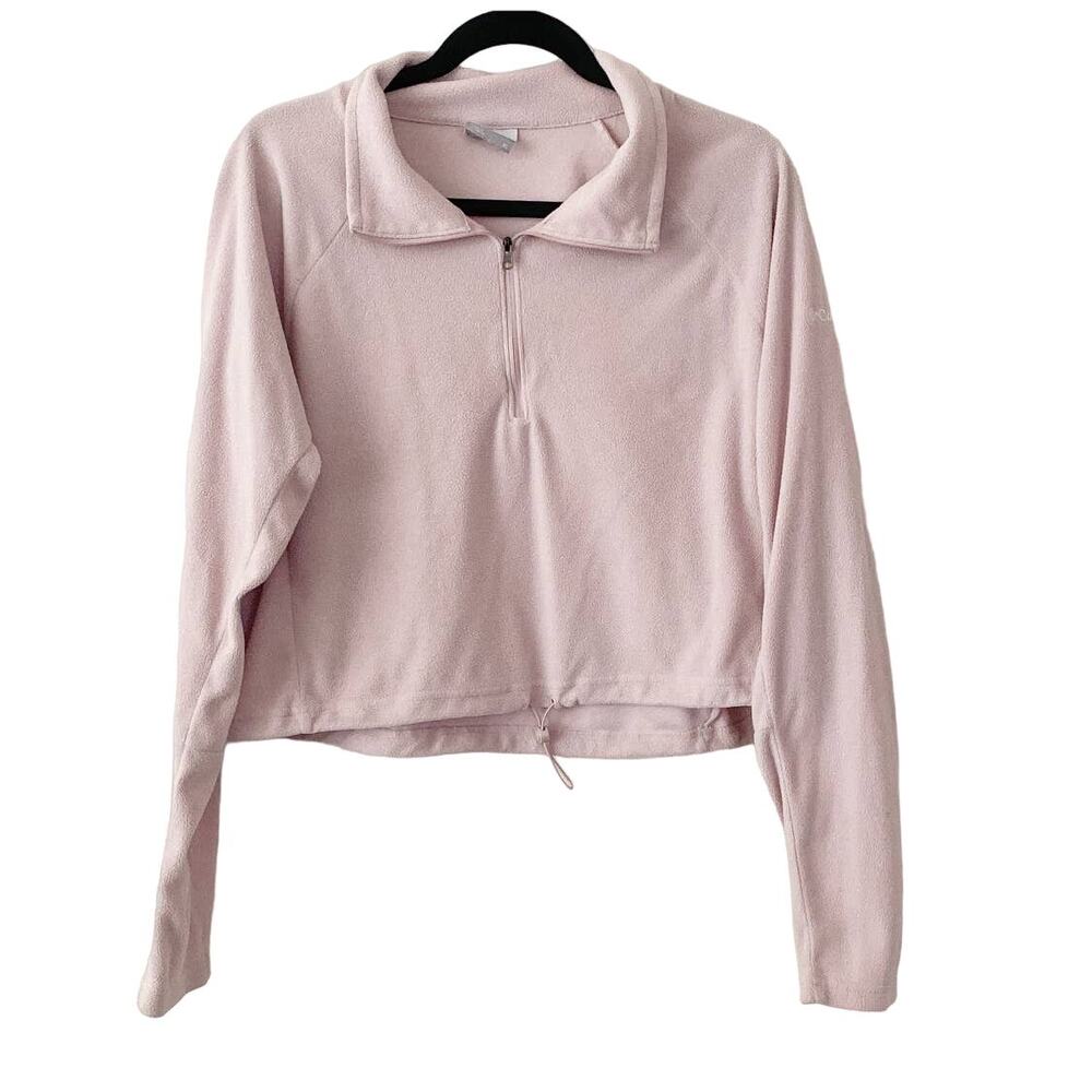 Light Pink Cropped Fleece Columbia Quarter Zip Jacket